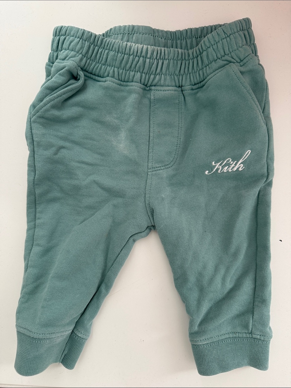 Kith baby Dusty Teal Sweatpants with Script Logo